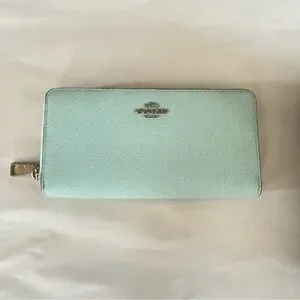 Coach | Bags | Coach Mint Green Leather Ziparound Wallet  display picture 1